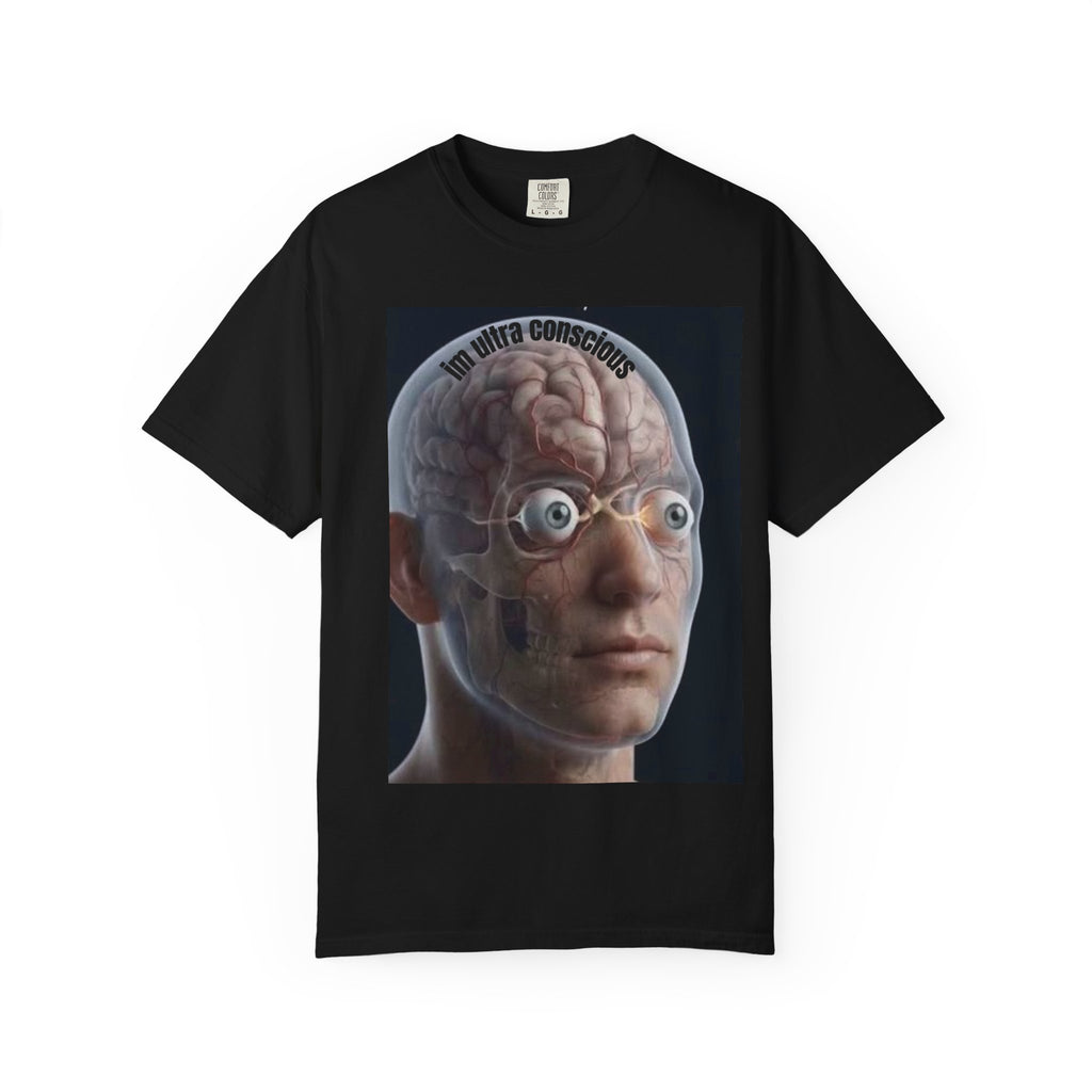 Conscious Mind T-Shirt — Anatomical Brain Portrait with Chakra Backprint