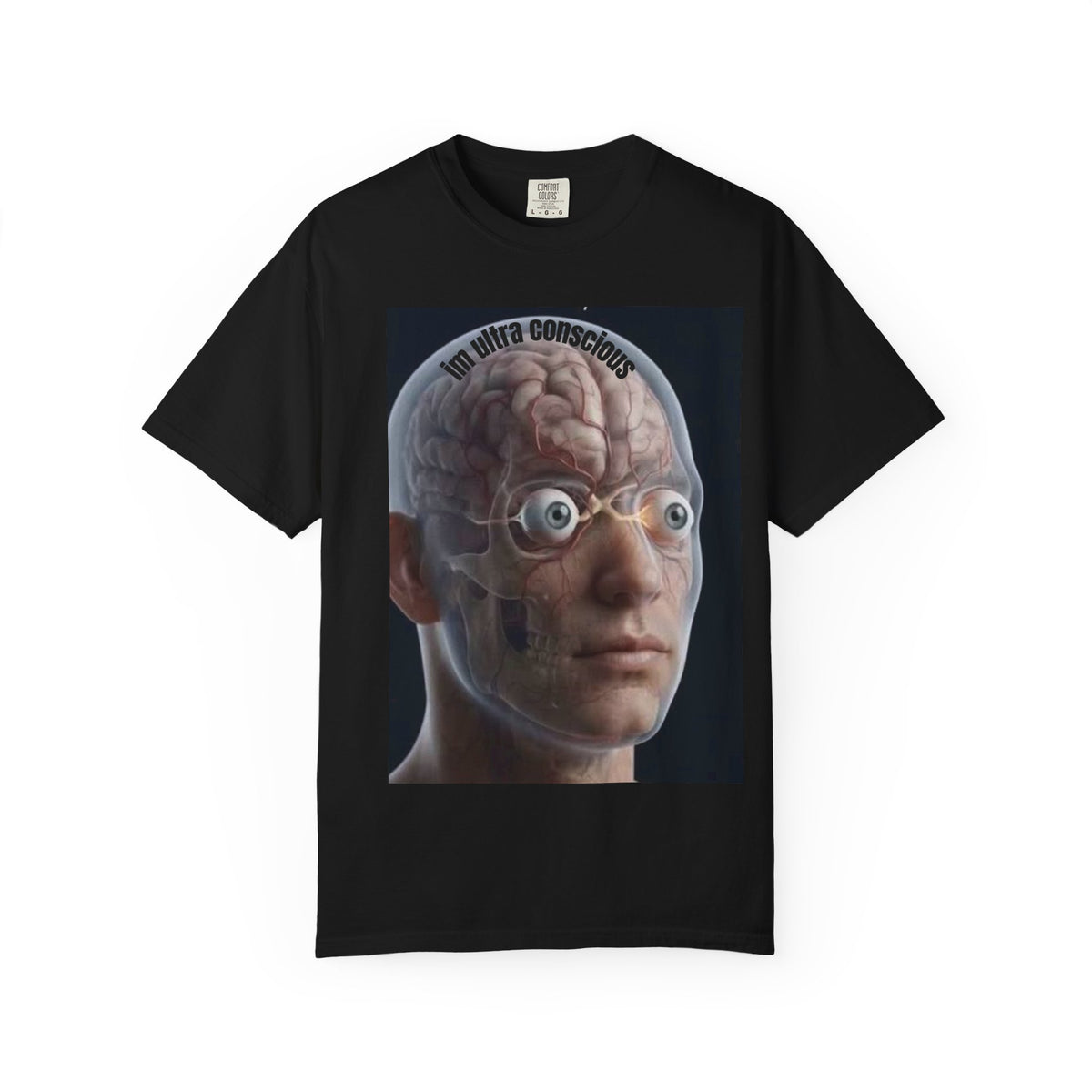 Conscious Mind T-Shirt — Anatomical Brain Portrait with Chakra Backprint