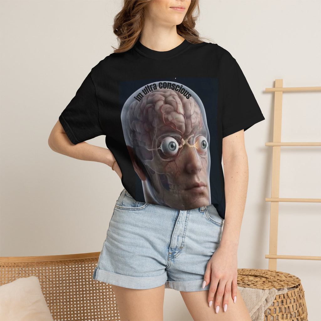 Conscious Mind T-Shirt — Anatomical Brain Portrait with Chakra Backprint