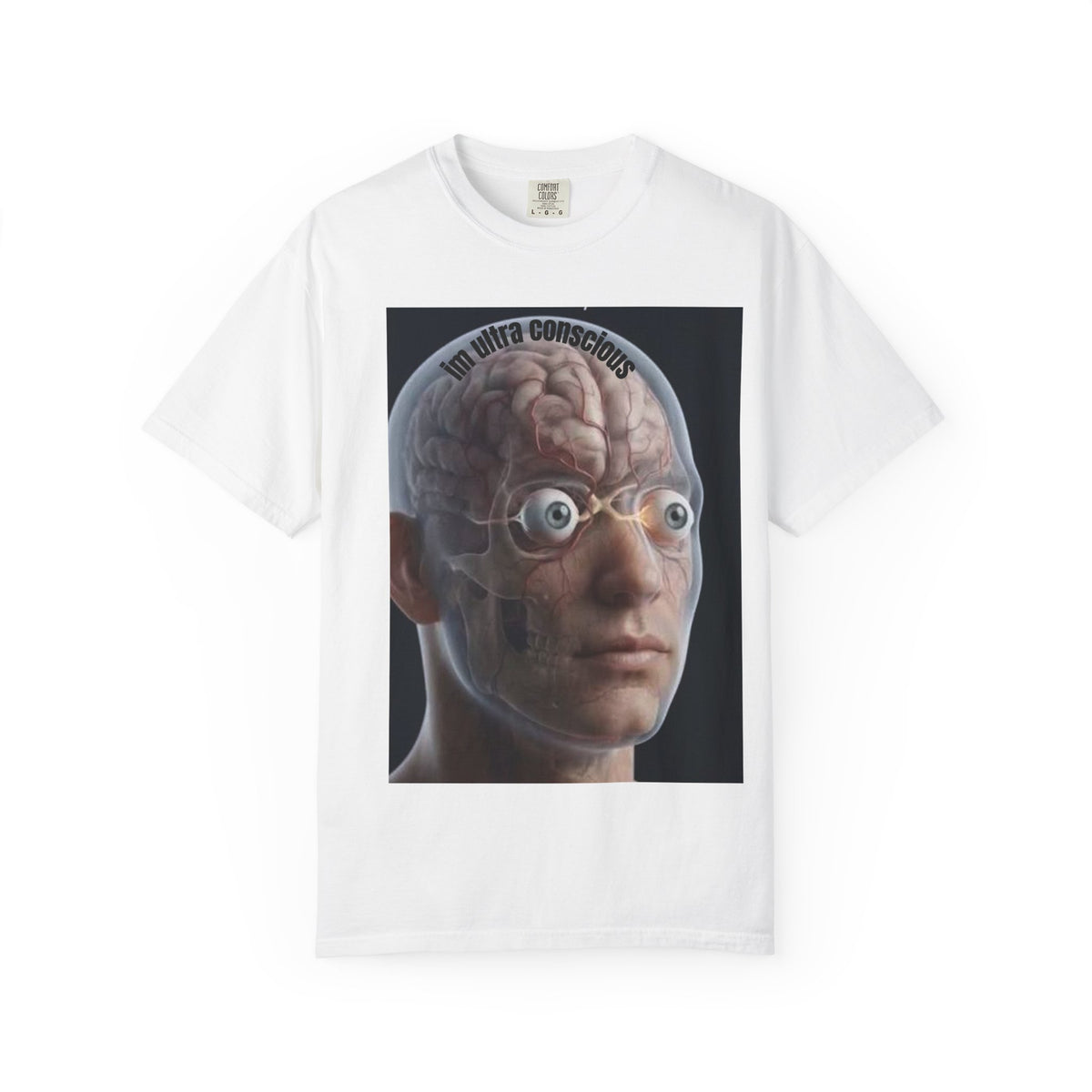 Conscious Mind T-Shirt — Anatomical Brain Portrait with Chakra Backprint